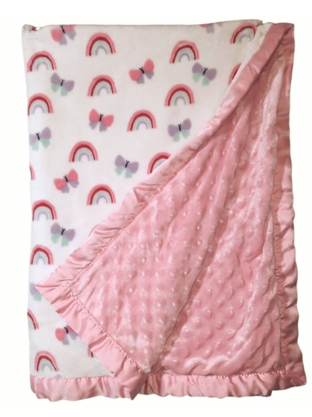 Baby Blanket - Pink Rainbow & Butterfly
